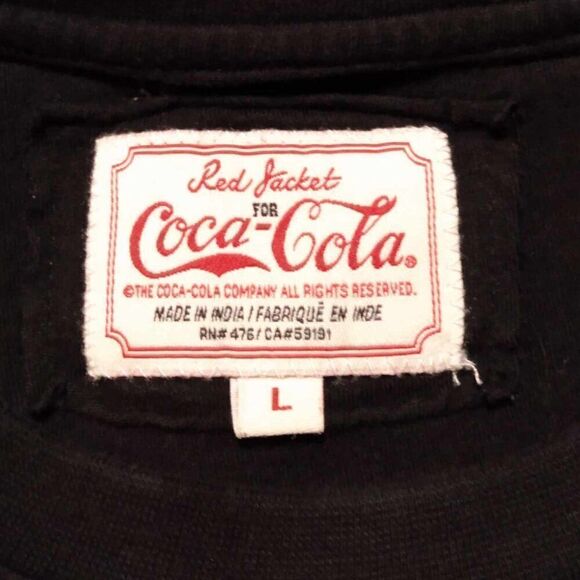 Mens Black White Red Jacket Coca Cola Long Sleeves Tee Large - Picture 3 of 7